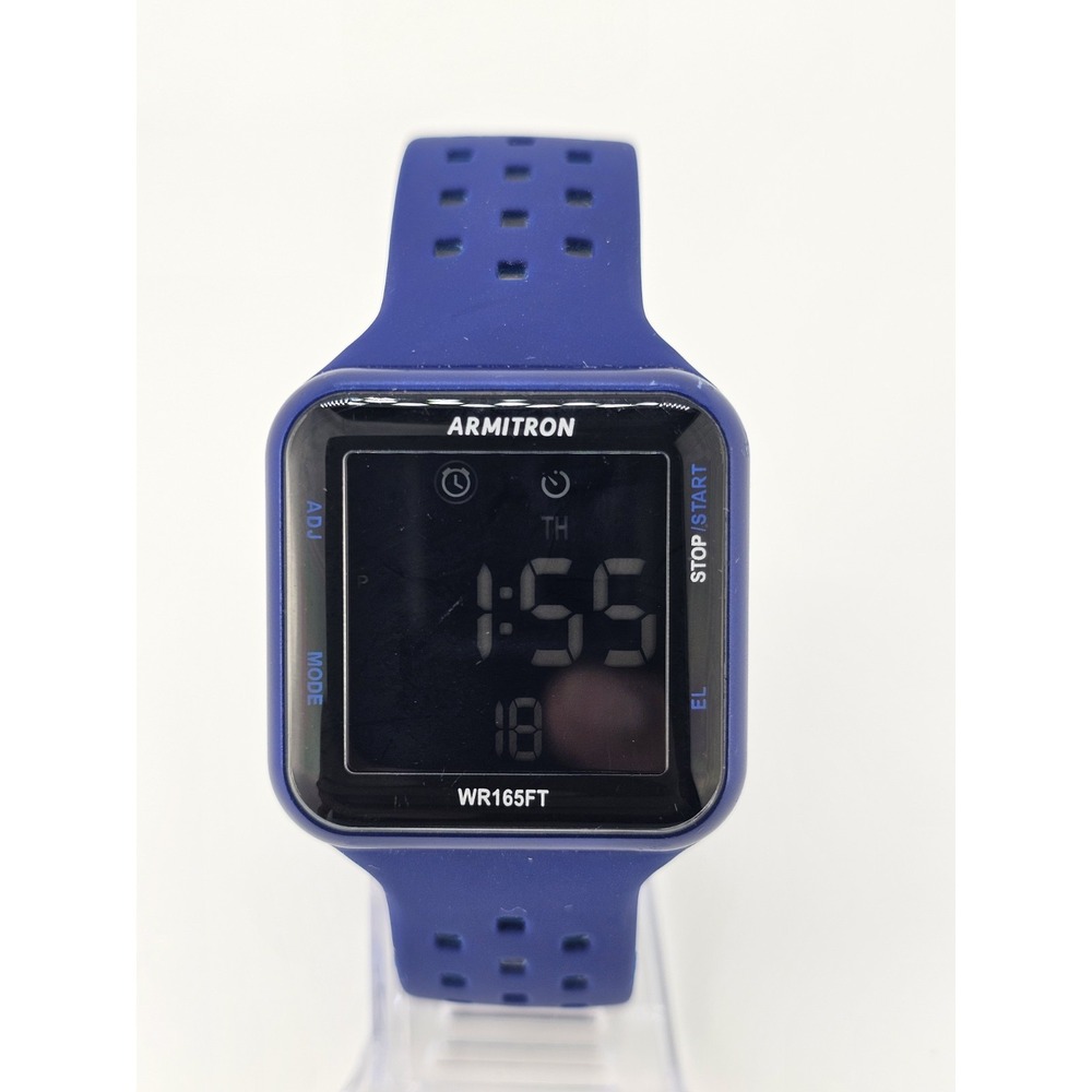 Armitron Unisex Digital Sport Watch 38MM Blue Plastic Bands Working Light